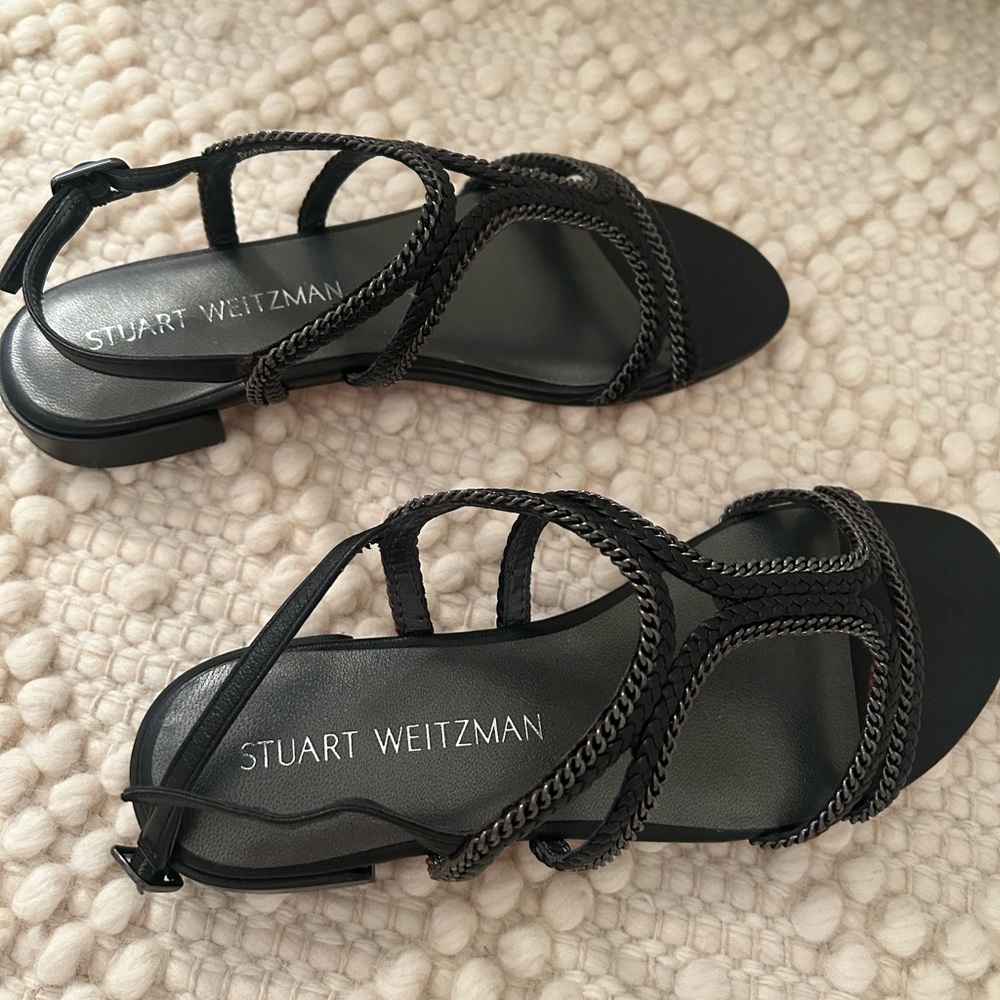 Stuart Weitzman Black Braided Sandals